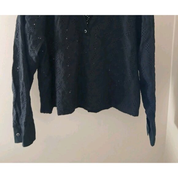 Madewell Long Sleeve Popover Top Eyelet Linen - Picture 4 of 9